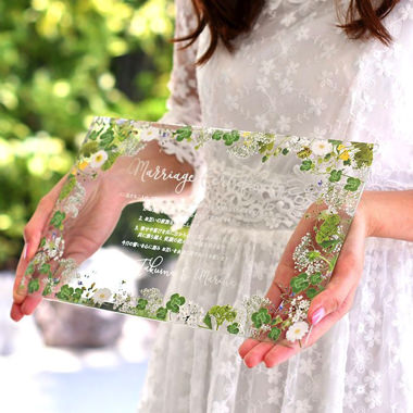ガラスの結婚証明書グリーンフロレット