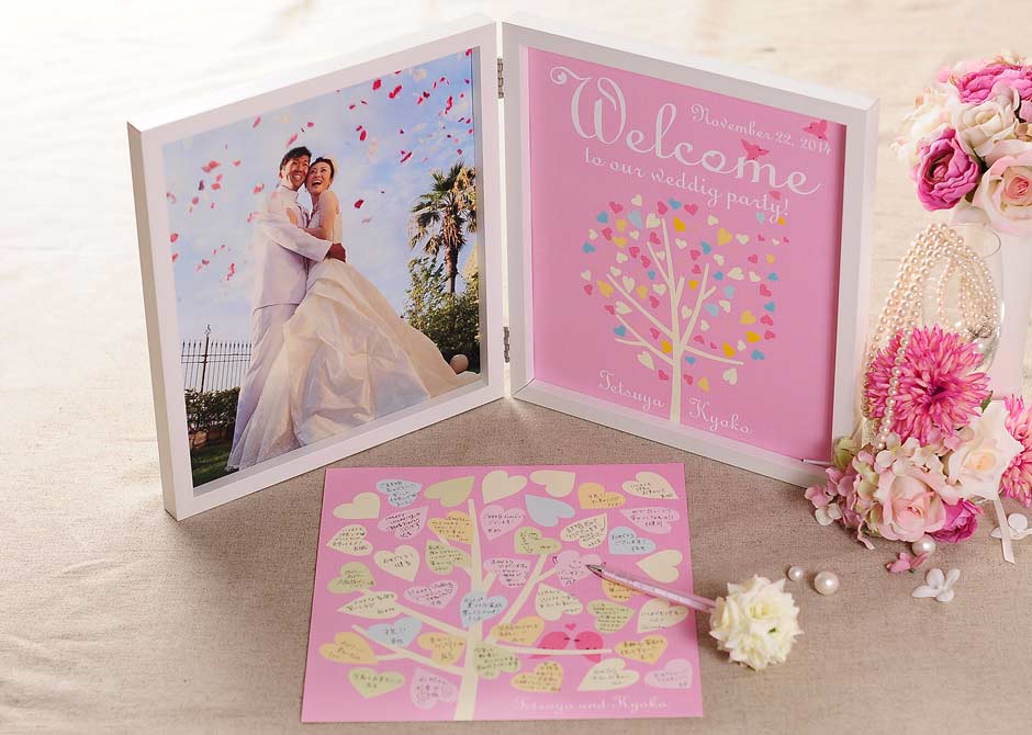 寄書きウェルカムボードWフレーム　ハートツリー