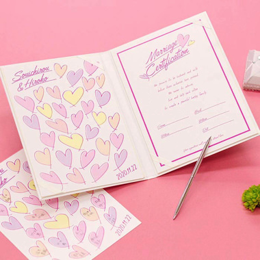 ゲスト参加型結婚証明書ラッシュハート ピンク