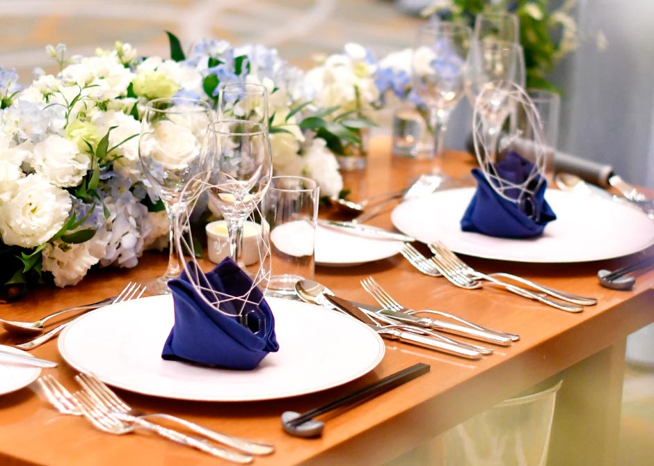 高砂の新郎新婦様の席札もフェイスシールド