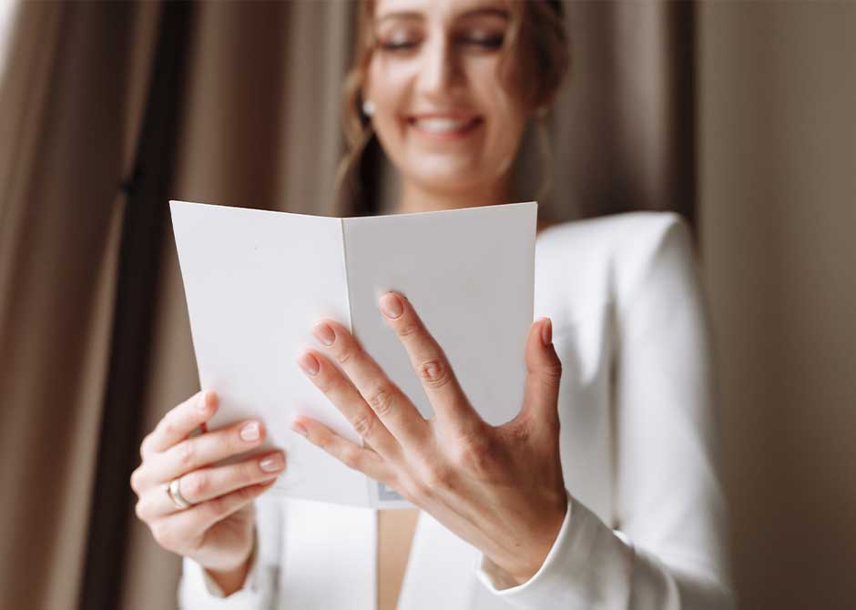 ペーパーアイテムを見て楽しむ結婚式のゲスト