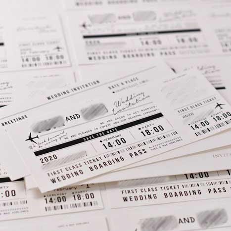 航空チケットみたいなオリジナル招待状