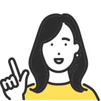 指差ししている黒髪女性イラスト