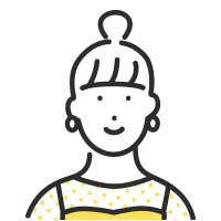 笑顔のお団子頭の女性イラスト