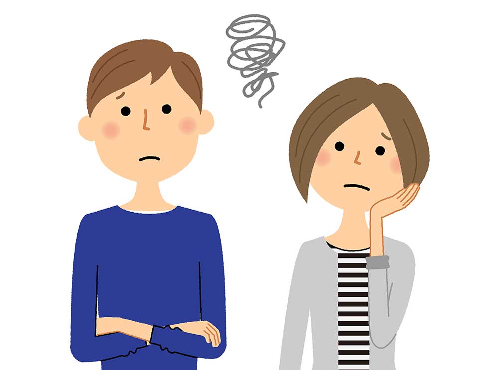 悩む男女カップルイラスト