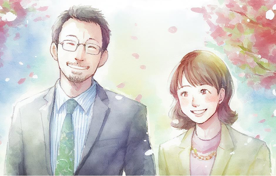 卒業式の日に子からプレゼントをもらい喜ぶ両親