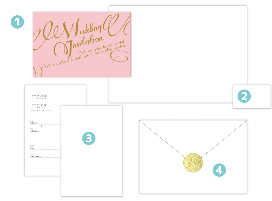 ファルベのWEB招待状と紙招待状のセット
