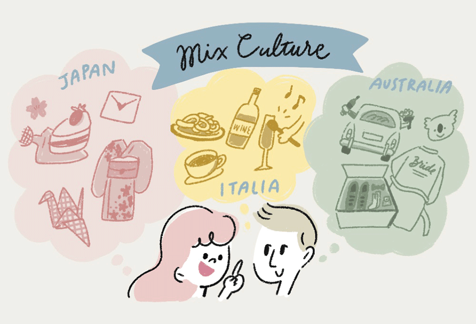 日本人の花嫁とオーストラリアとイタリアのハーフの花婿の国際結婚