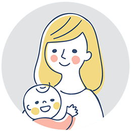 笑顔の女性と赤ちゃんのイラスト