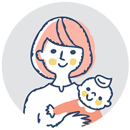 笑顔の女性と赤ちゃんのイラスト