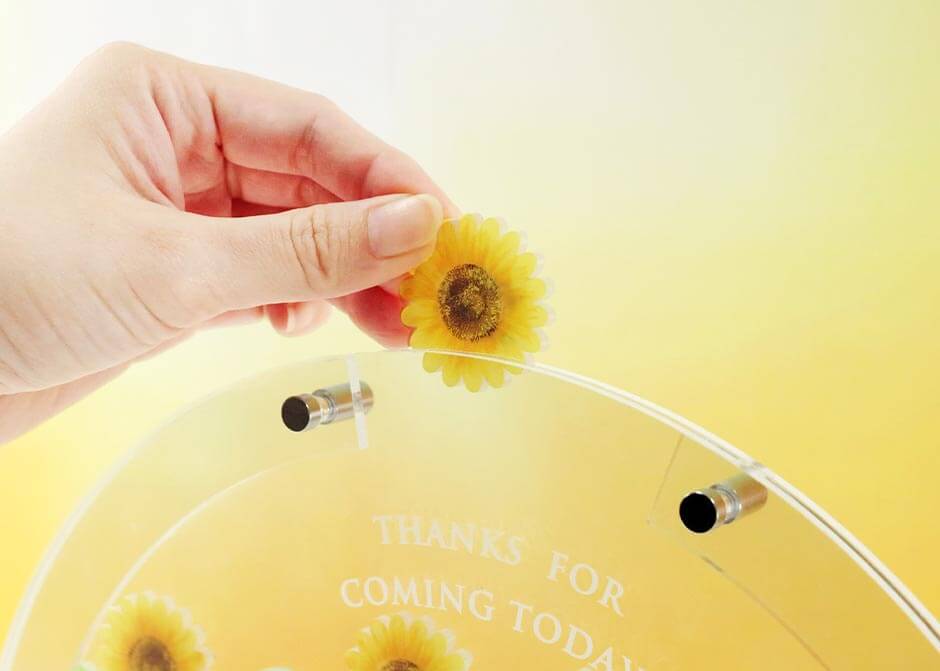 ゲスト参加型演出ウェディングドロップスのひまわりのアクリルピース