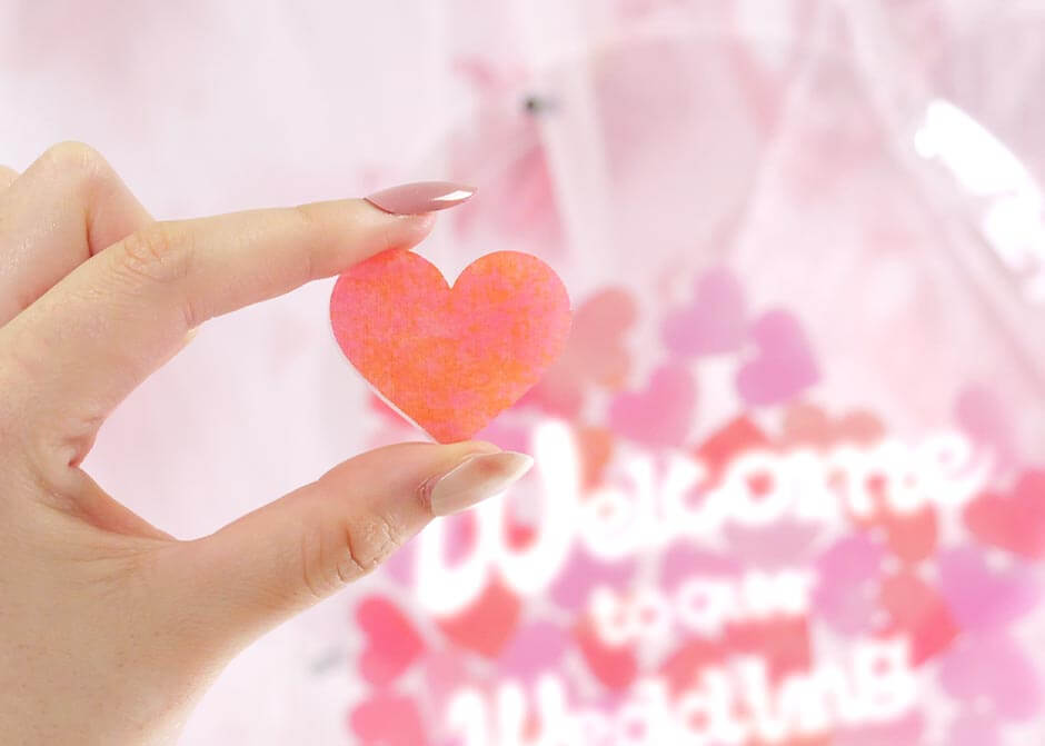 ウェディングドロップのハート型のチップ