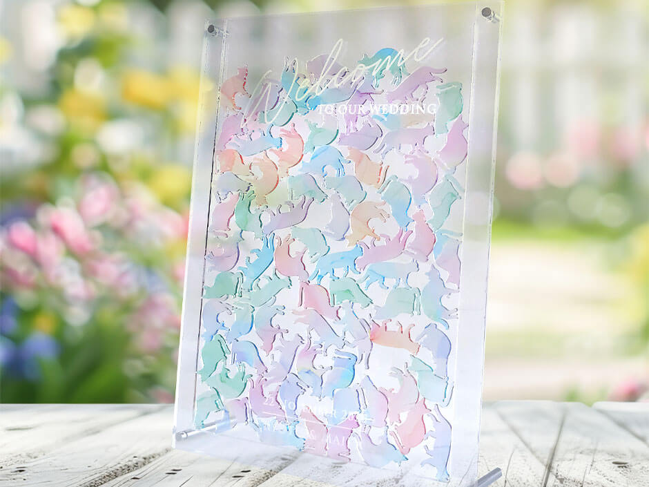 ねこの形のアクリルチップのウェディングドロップス