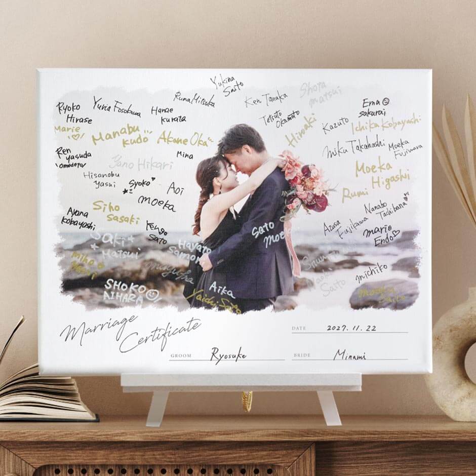 ゲスト参加型結婚証明書にもなる写真キャンバスウェルカムボード