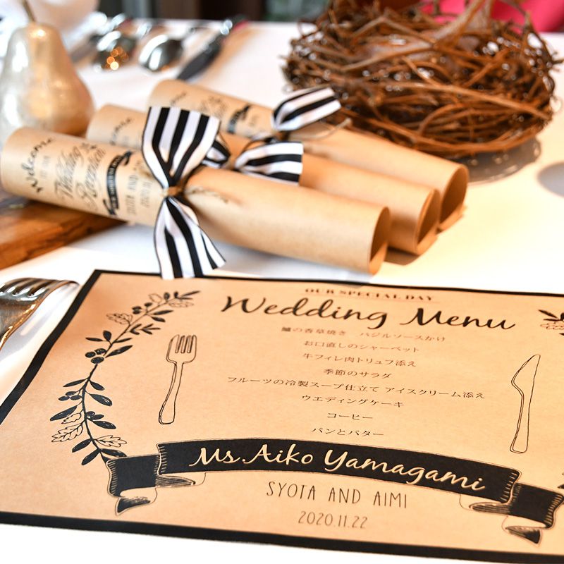 ランチョンマット風メニュー席札