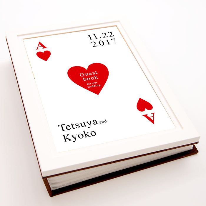 トランプ名入れ芳名帳ウッディゲストブック「ハートエース」