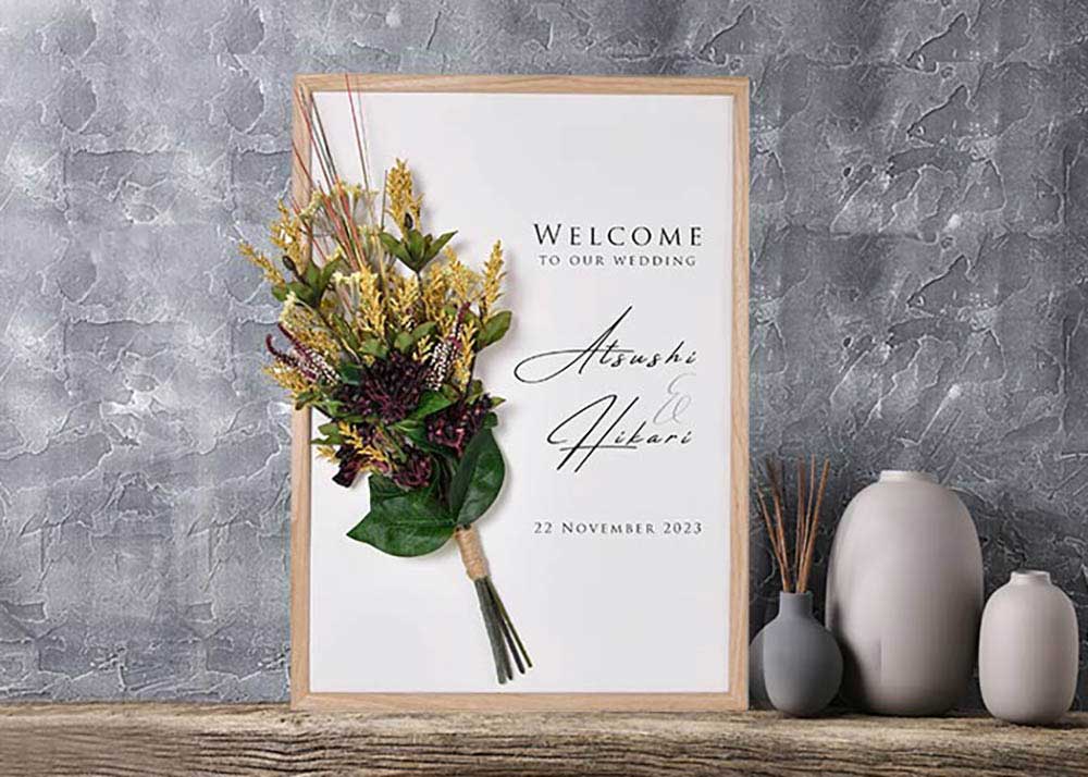 お花アレンジウェルカムボード「スワッグマスタード」