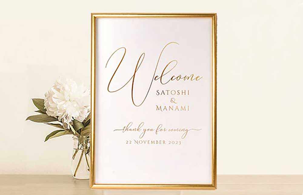 金箔のウェルカムボード「クーレーゴールド」