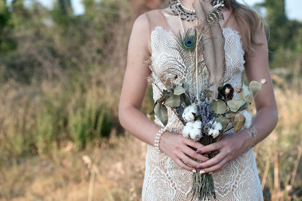 羽根アレンジブーケ