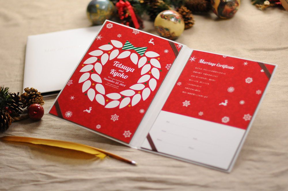 結婚証明書ゲスト参加型「クリスマスリース レッド」