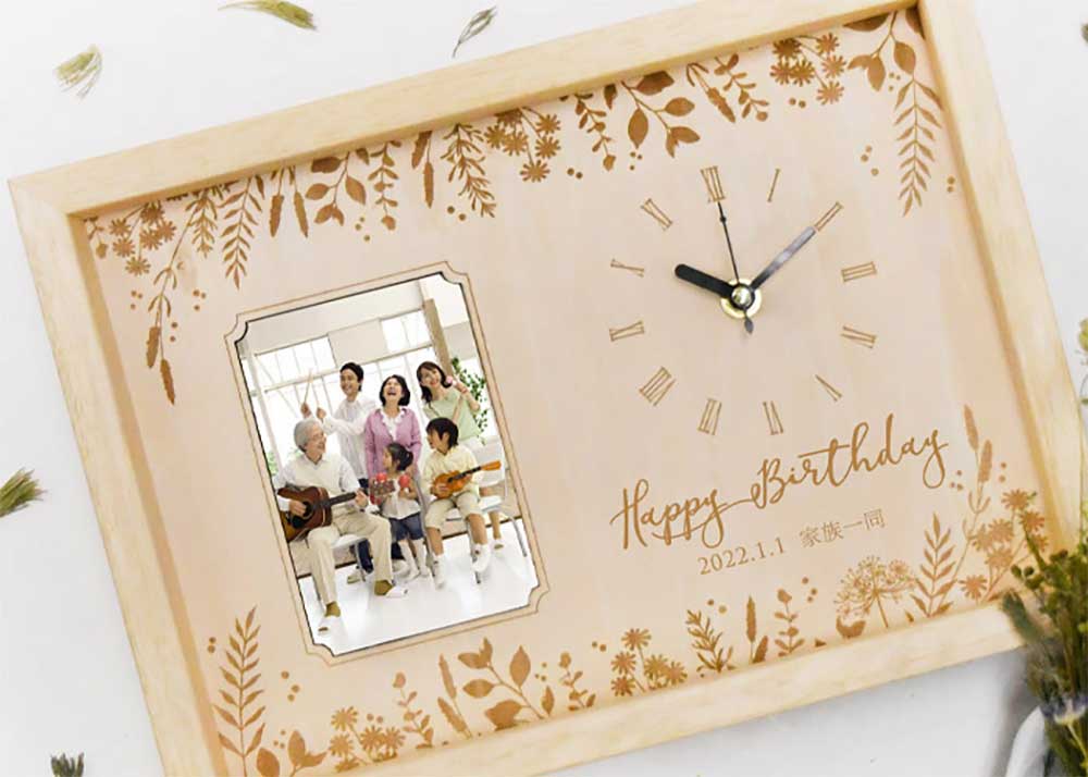 お祝い工房木製時計アルベロボタニカルリーフ