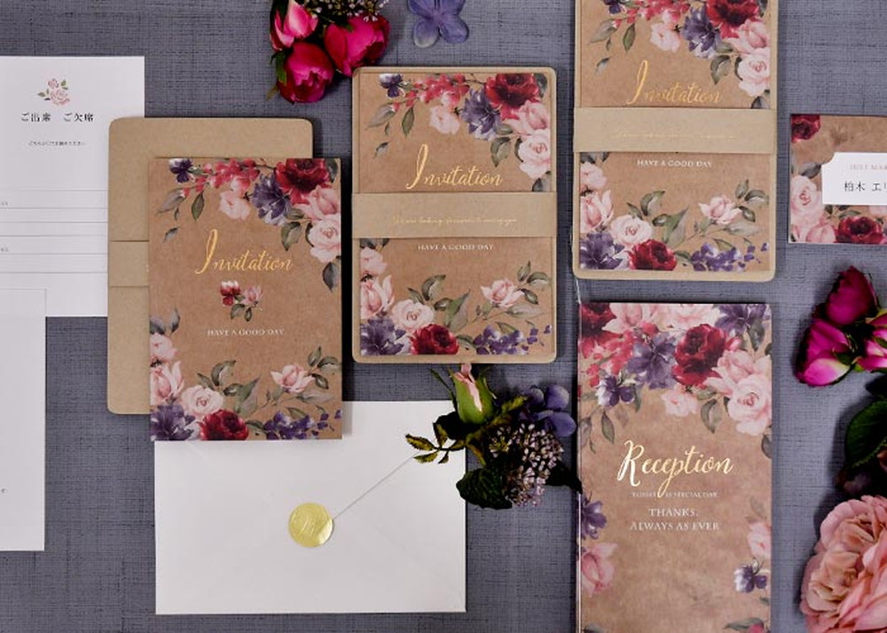 招待状DIY手作りセット「ローズ・マダー」(1名様分)