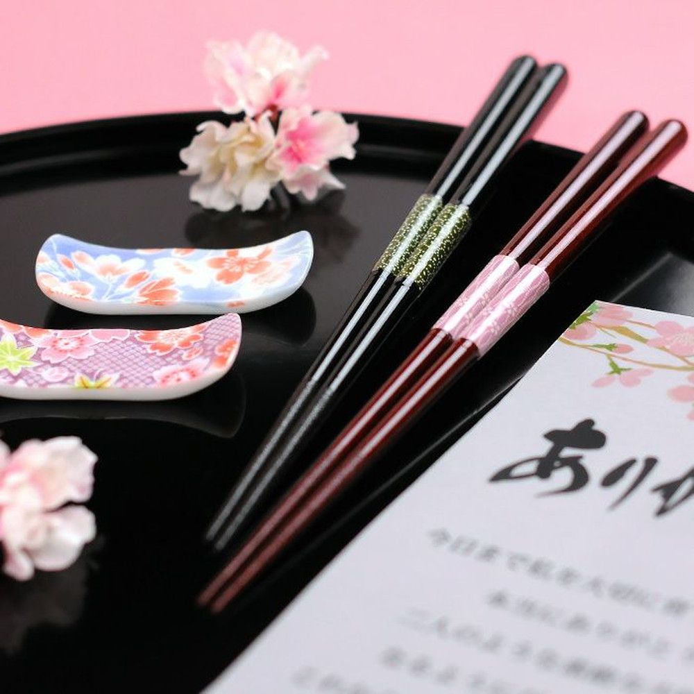 感謝箸＆夫婦箸置きセット「桜華（おうか）」日本製両親へのプレゼント